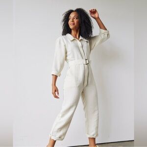 ABLE Charlyn Button Down Jumpsuit Size Small  Linen Cotton Blend Utility